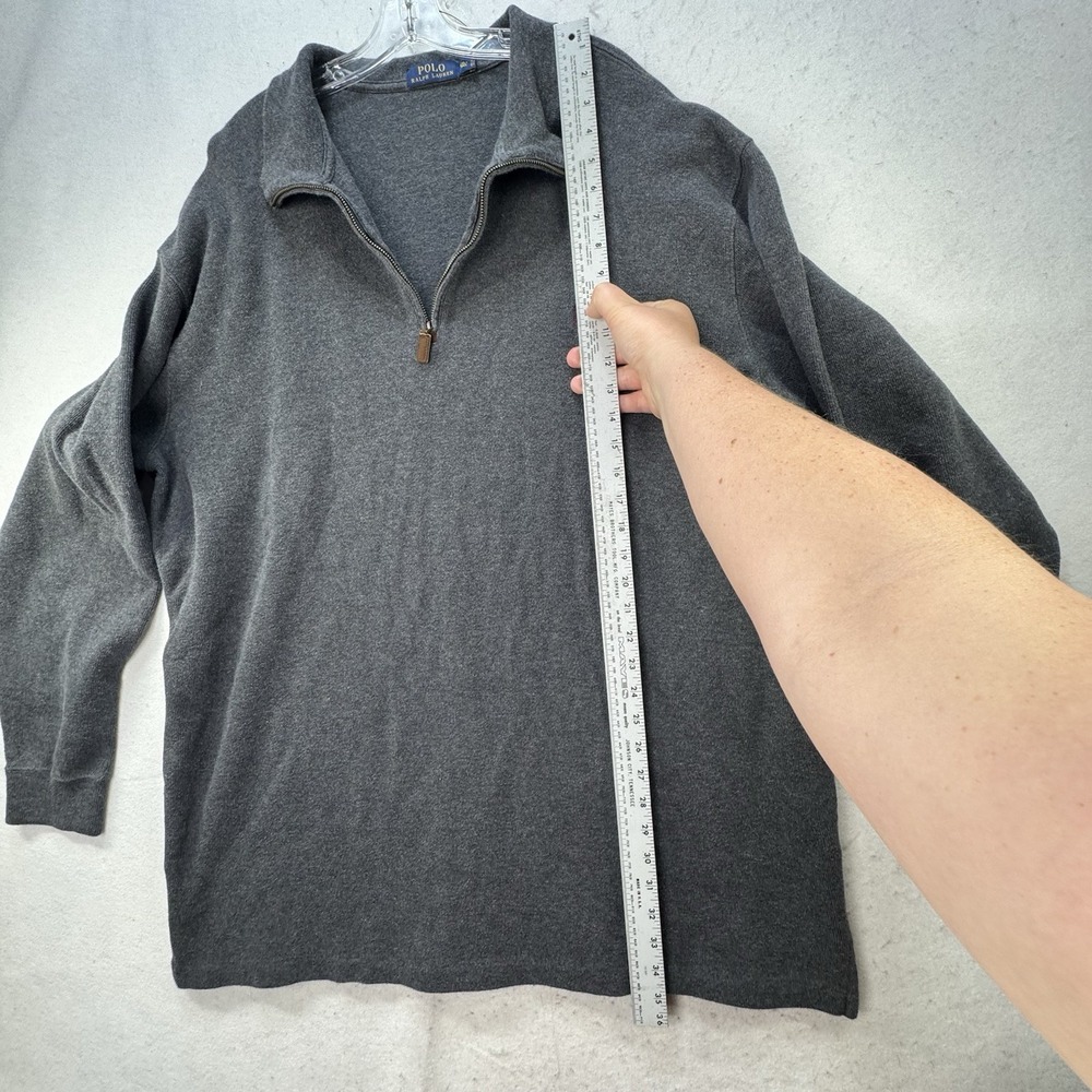 Polo Ralph Lauren Sweater Mens 2XLT Gray Pullover 1/4 Zip Cotton Mock Neck‎ Prep - Picture 5 of 10